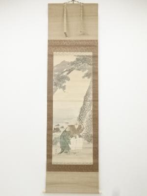 明治42年（1909年）　杏堂筆　高砂図　肉筆絹本掛軸（共箱）